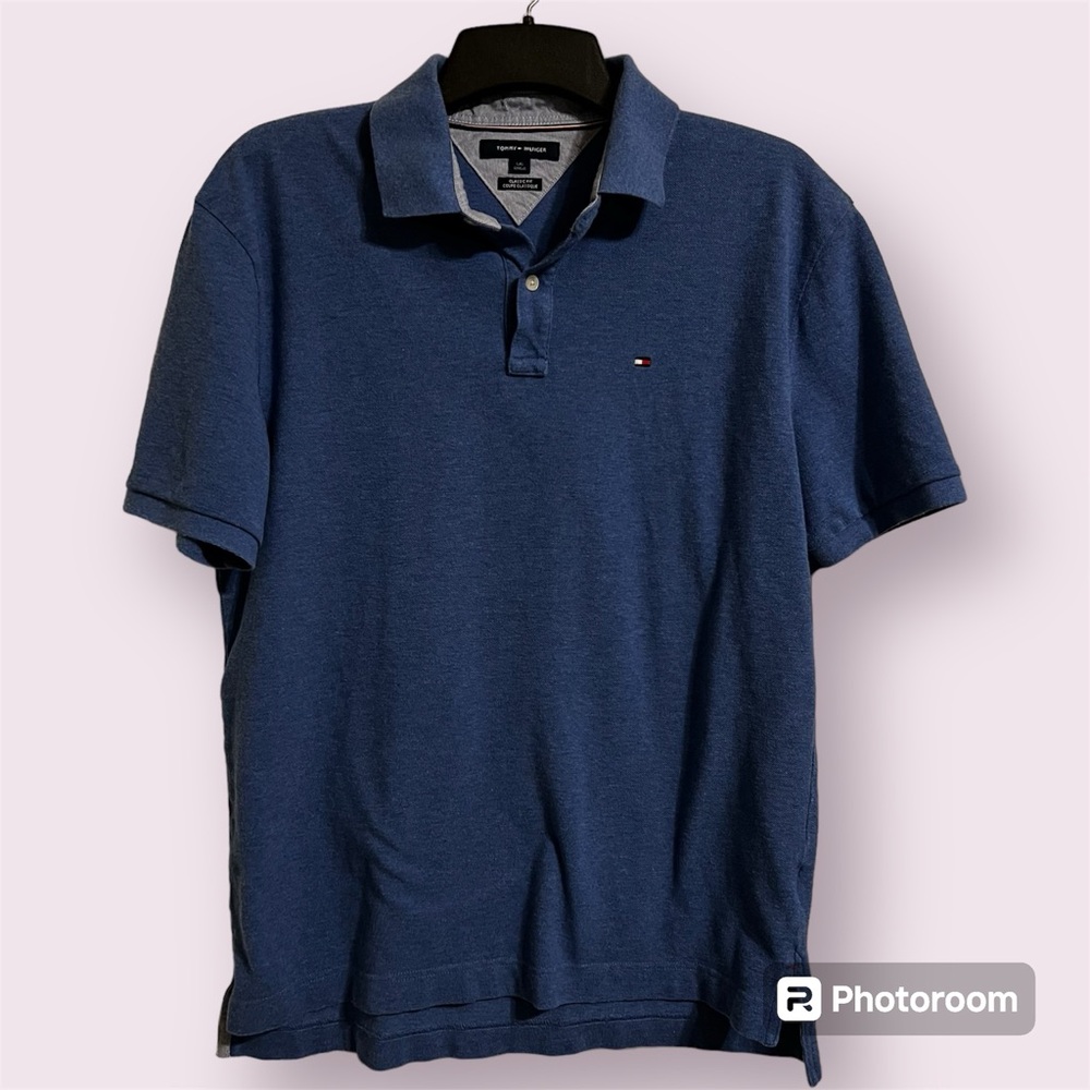 Tommy Hilfiger Large Blue Classic Fit Short Sleeve Polo